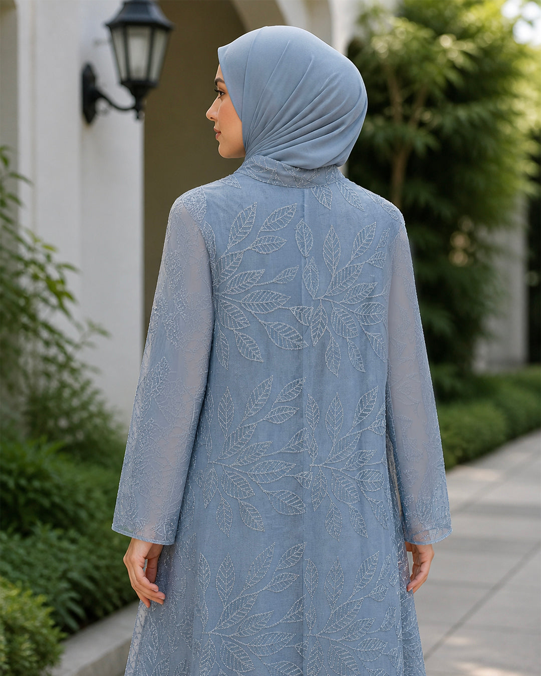 NUR VOGUE Adeeva Elegant Modest Wear Abaya Dress – Denim Blue
