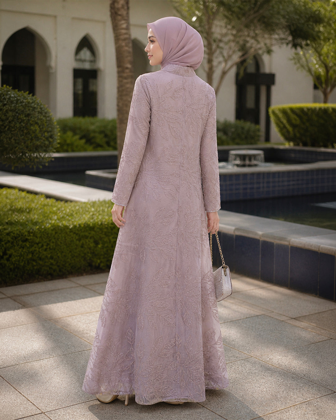 NUR VOGUE Adeeva Flowy Muslimah Abaya Dress – Soft Pink
