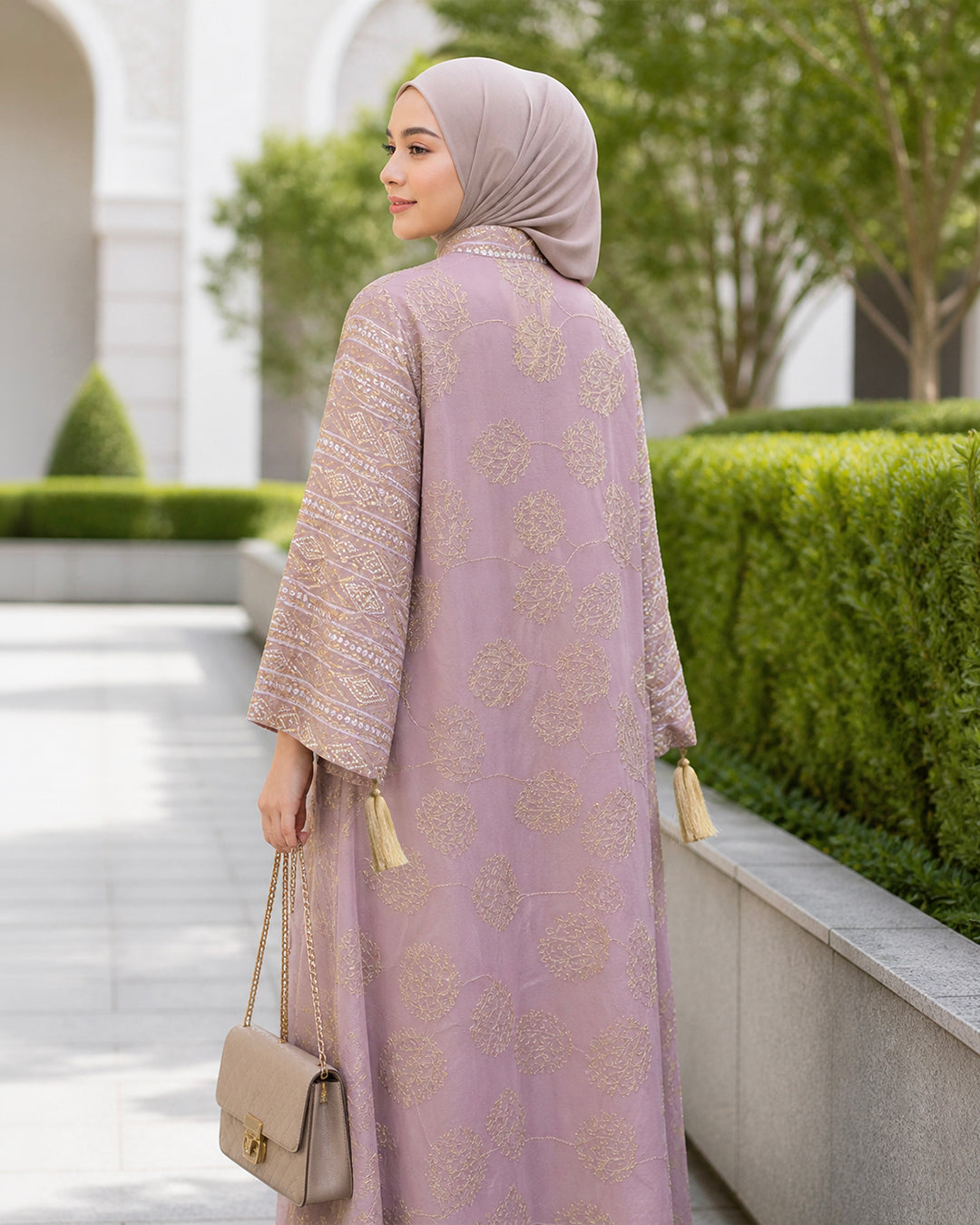 NUR VOGUE Amberlee Premium Muslimah Abaya Dress – Dusty Pink