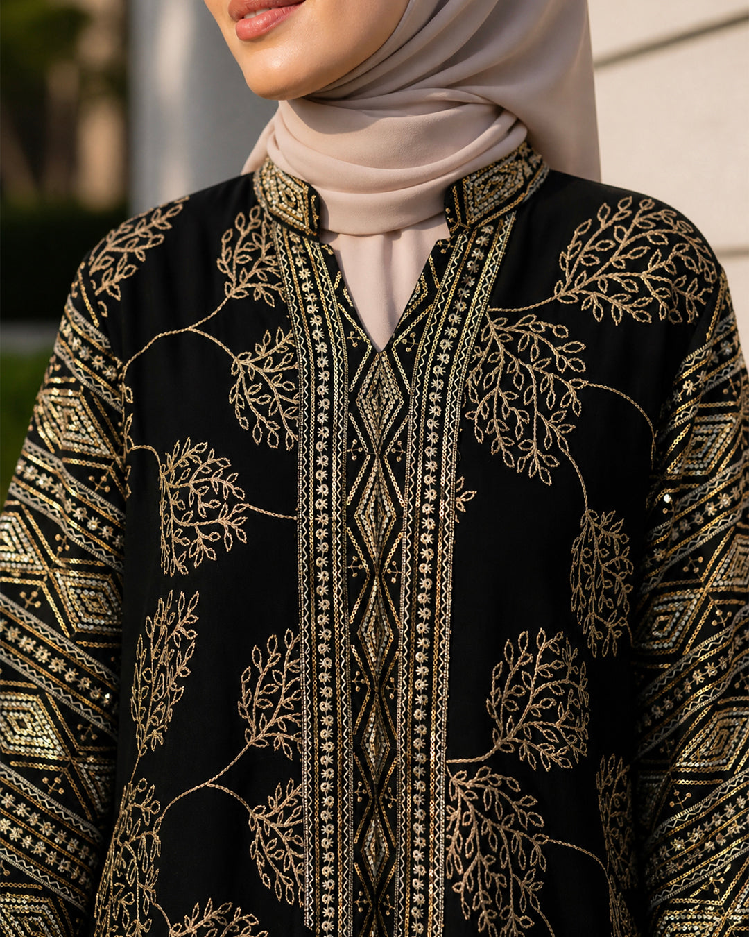 NUR VOGUE Amberlee Premium Dubai Abaya Dress – Elegant Black