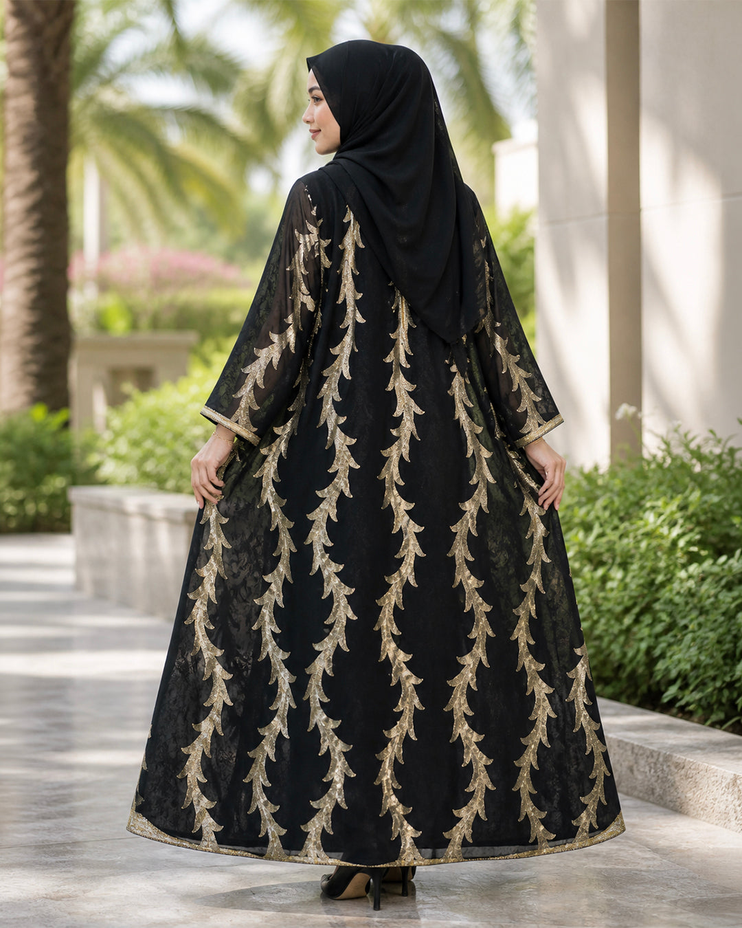 NUR VOGUE Emira Luxury Kaftan Abaya Dress – Classic Black