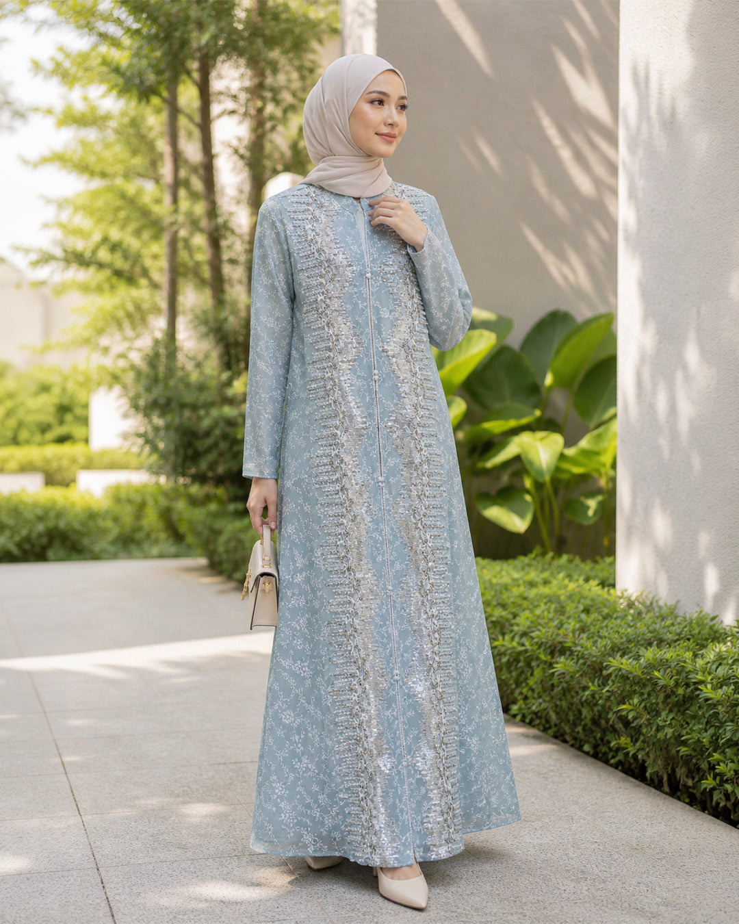 NUR VOGUE Luna Premium Arab Style Jubah – Sky Blue