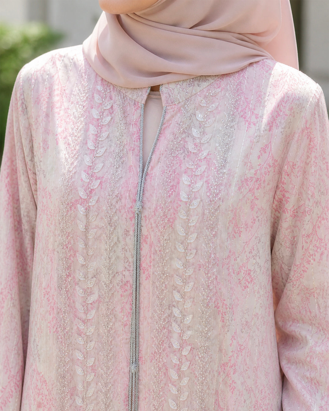 NUR VOGUE Azyra Elegant Muslimah Abaya Dress – Soft Pink