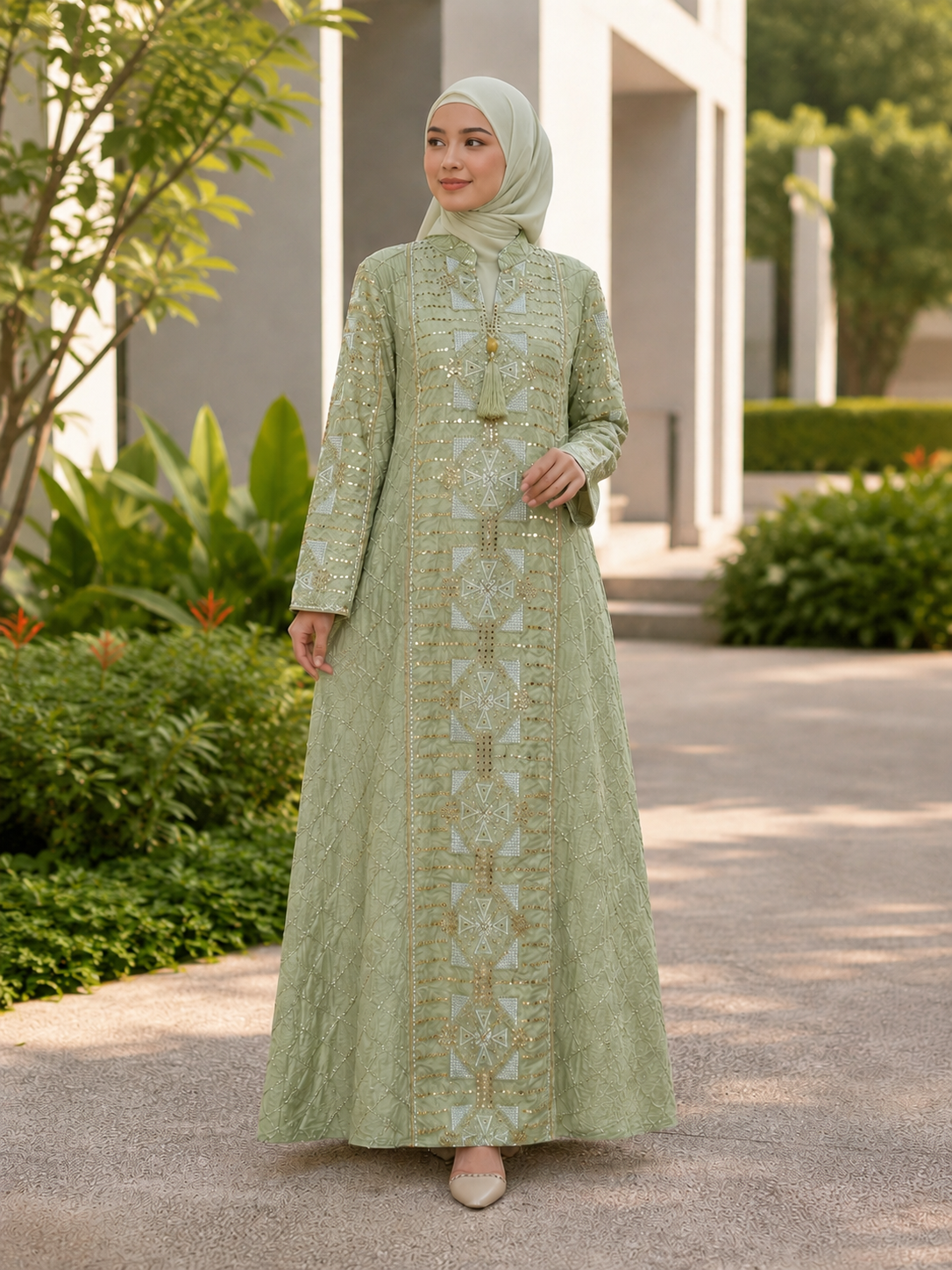 NUR VOGUE Zavielle Abaya Premium Handwork Muslimah Dress Elegant Jubah Raya Moden Ready Stock