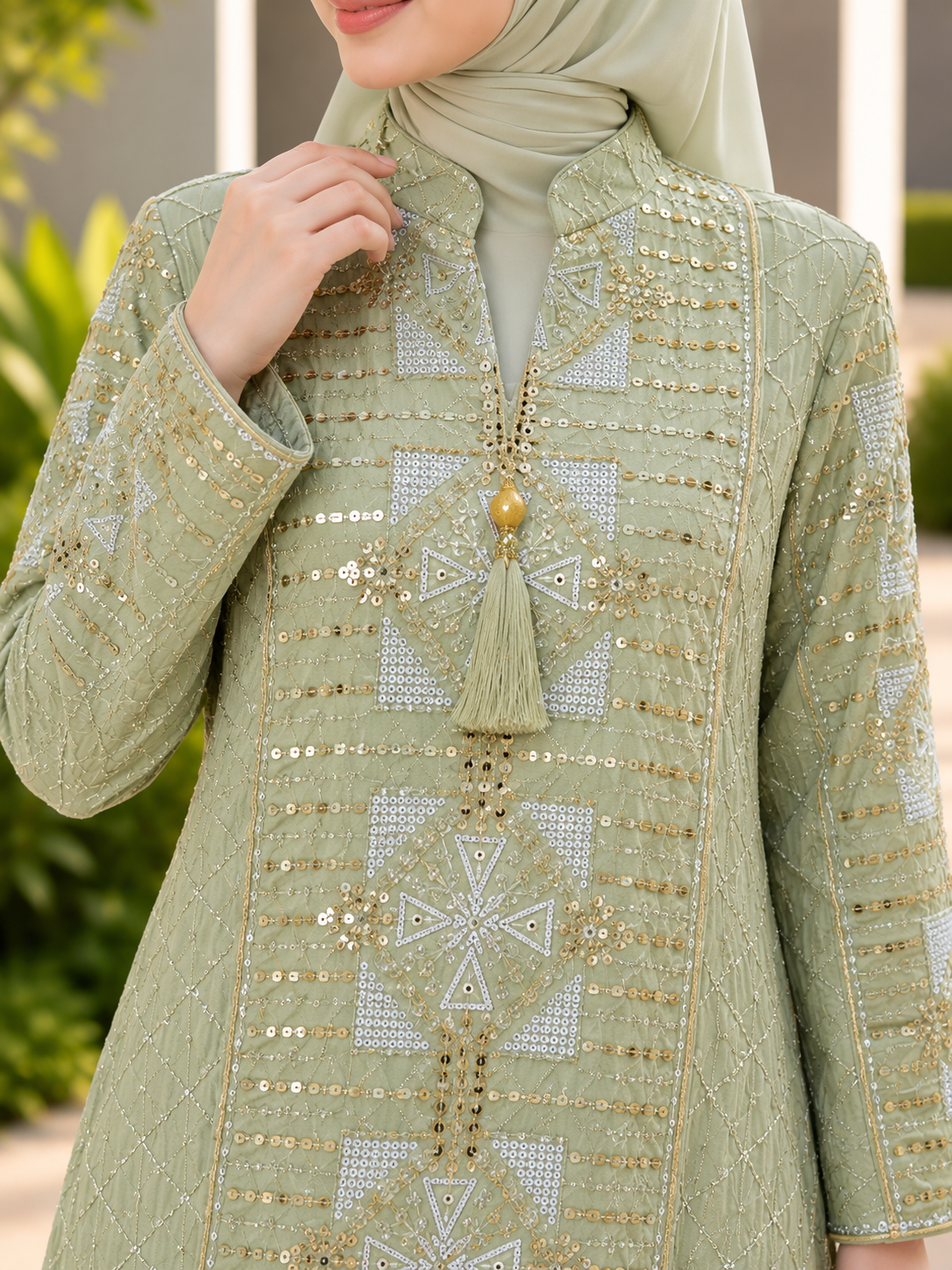 NUR VOGUE Zavielle Abaya Premium Handwork Muslimah Dress Elegant Jubah Raya Moden Ready Stock