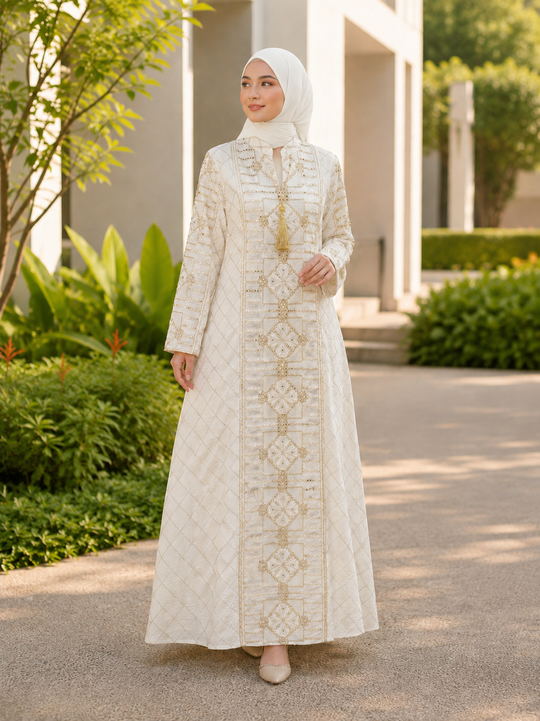 NUR VOGUE Zavielle Abaya Premium Handwork Muslimah Dress Elegant Jubah Raya Moden Ready Stock