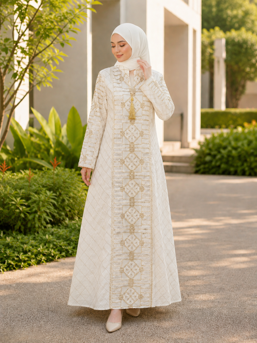 NUR VOGUE Zavielle Abaya Premium Handwork Muslimah Dress Elegant Jubah Raya Moden Ready Stock