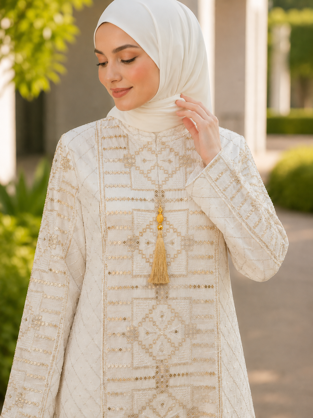 NUR VOGUE Zavielle Abaya Premium Handwork Muslimah Dress Elegant Jubah Raya Moden Ready Stock