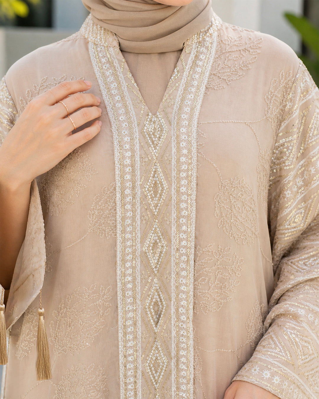NUR VOGUE Amberlee Luxe Modest Wear Jubah – Nude Beige