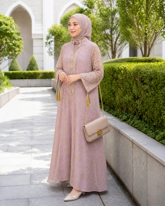 NUR VOGUE Amberlee Premium Muslimah Abaya Dress – Dusty Pink