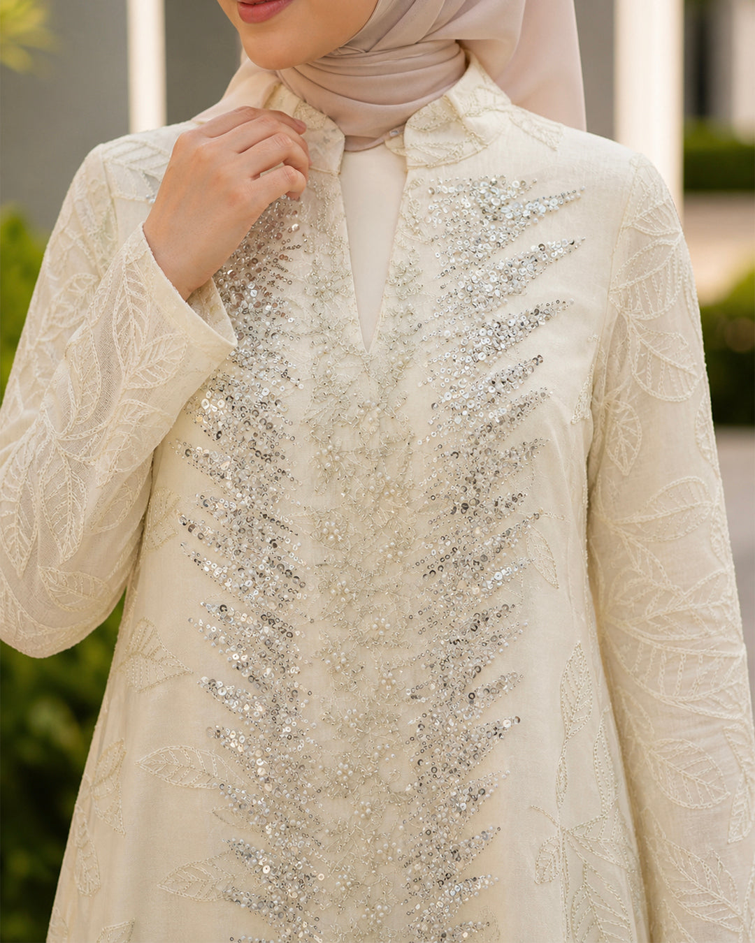 NUR VOGUE Adeeva Premium Arabic Abaya Dress for Women – Ivory White